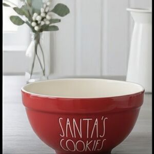 NEW Rae Dunn SANTA'S COOKIES Red Christmas Mixing Bowl